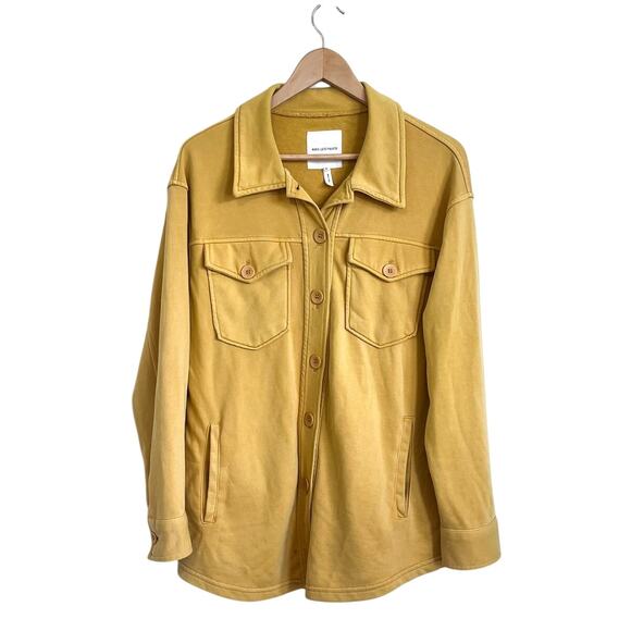 Avec Les Filles Womens Shirt Jacket Shacket Size M Yellow Button Up Utility Soft - Picture 1 of 6
